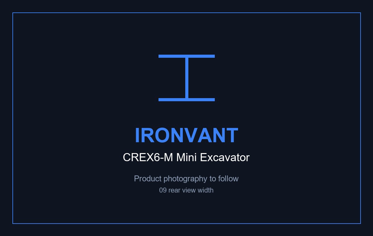CREX6-M mini excavator, rear view with the 705 mm track width measured